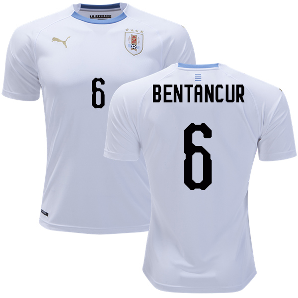 Uruguay #6 Bentancur Away Soccer Country Jersey